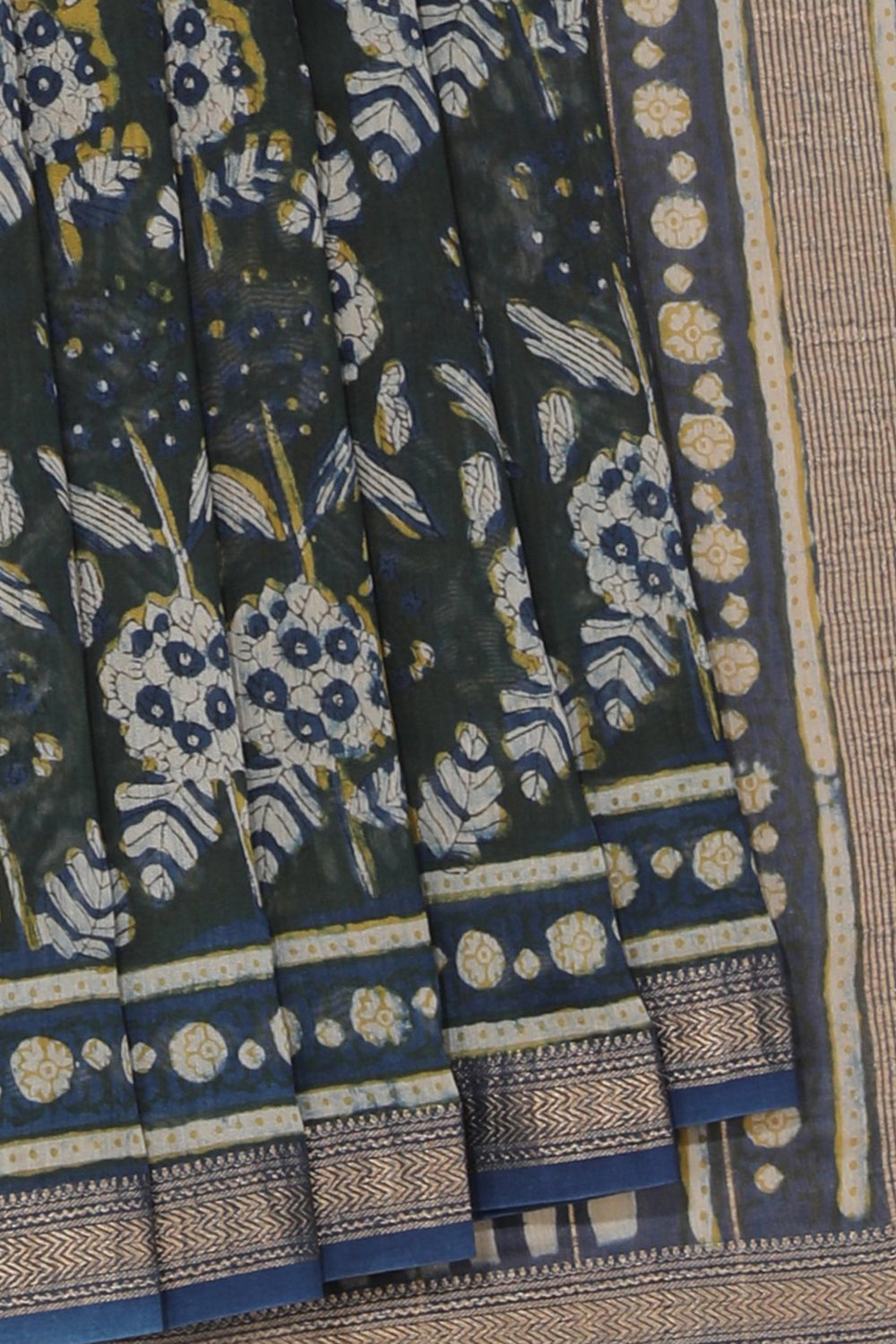 Image of Hand Block Printed Bagru Chanderi saree